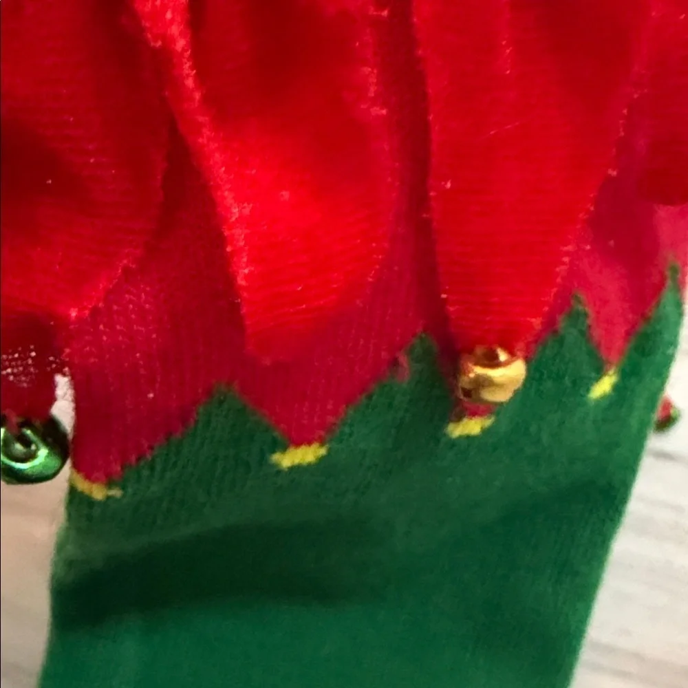 Festive Green and Red Striped Elf Socks OS